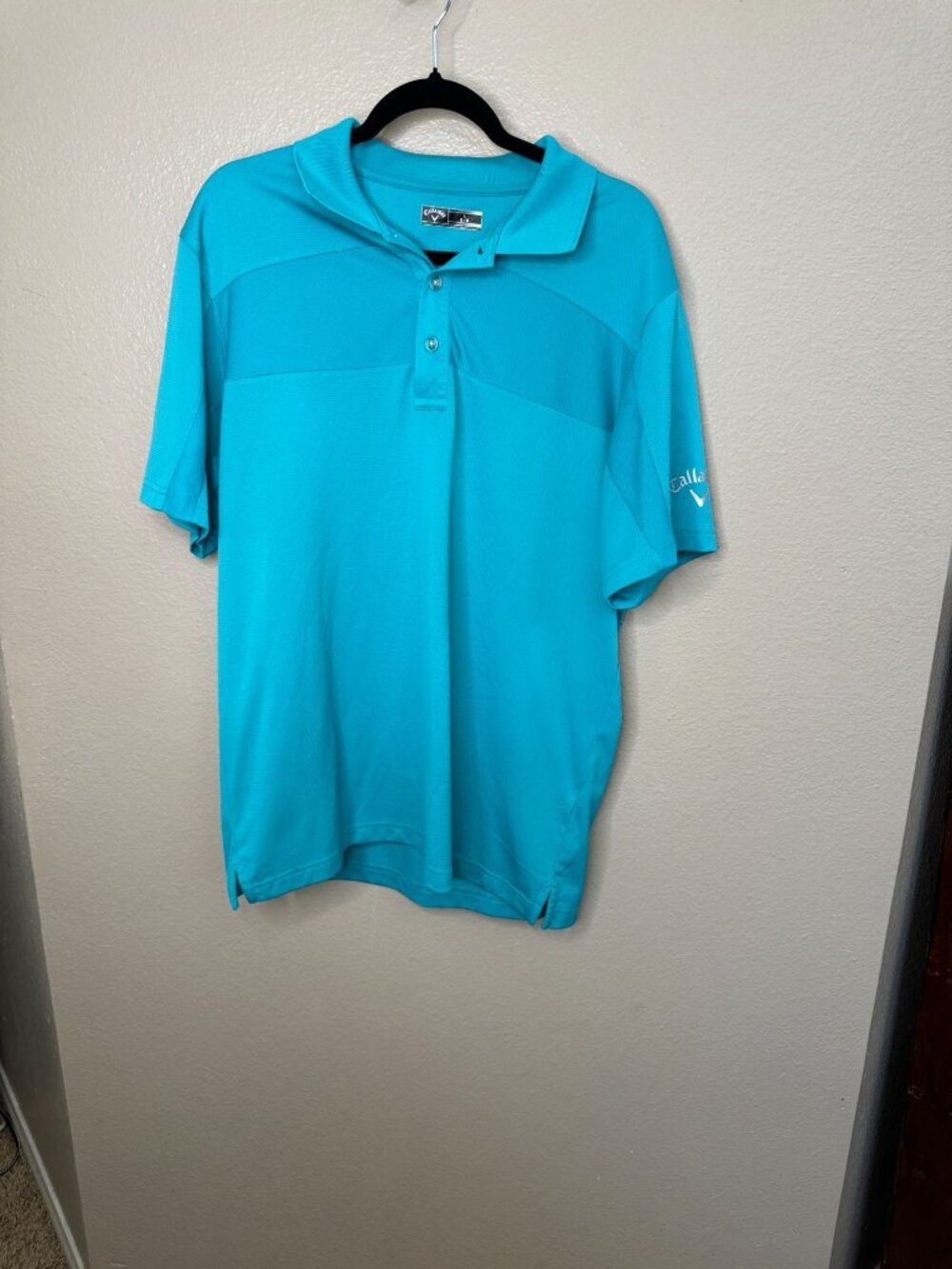 Callaway Mens Turquoise Golf Polo Shirt L Lightweight Moisture-Wicking Breathabl
